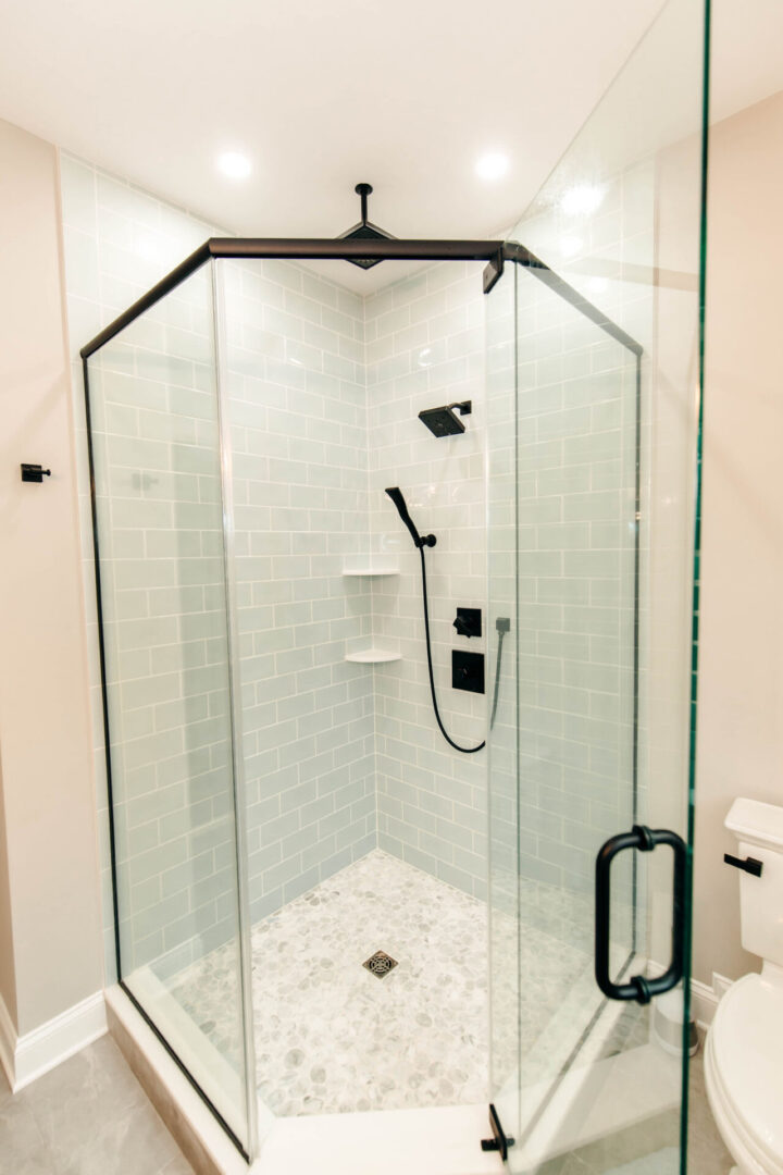 Closeup shot of shower area on the display
